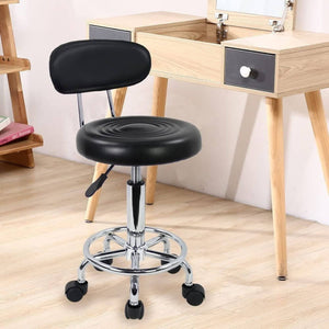 EKKIO Backrest Round Salon Stool with Adjustable Height (Black) EK-SS-101-YB