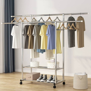 Ekkio Clothes Rack Stainless Steel Two Rail