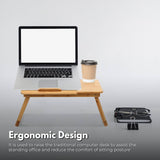 EKKIO Foldable Bamboo Laptop Bed Desk with Handles and Folding Legs EK-LD-100-BB