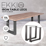 EKKIO 2x Rectangle Iron Table Legs 40 x 30cm (Black) EK-TL-101-LLB