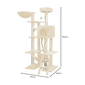 Floofi 155cm Plush Cat Condo Cat Tree Beige