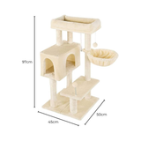 Floofi 97cm Adjustable Base Plush Cat Tree Beige FI-CT-165-ZZ