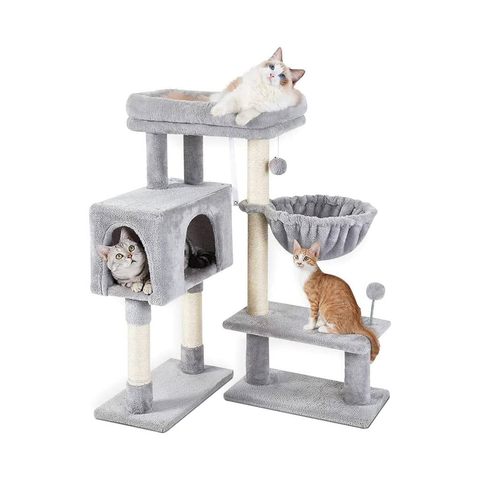 Floofi 97cm Adjustable Base Plush Cat Tree Light Grey FI-CT-163-ZZ