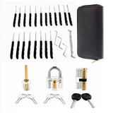 GOMINIMO 34 Pcs Lock Picking Kit with 3 Transparent Practice Training Padlocks 6 Keys and a Carrying Bag (Black) GO-LPK-100-RYT