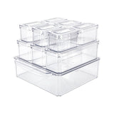 GOMINIMO 10 Pack Clear Stackable Fridge Organiser Bins with Lids (Transparent) GO-STO-103-ZG