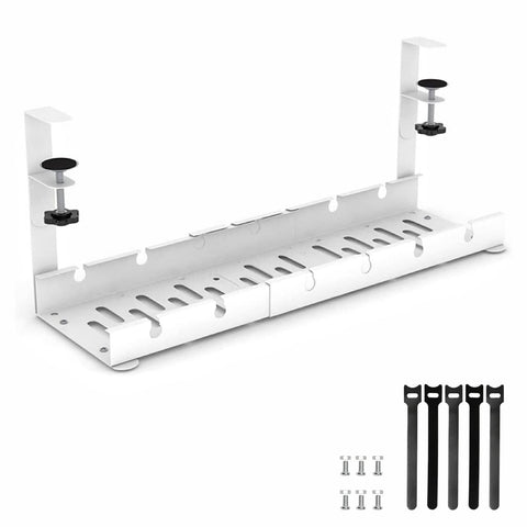 GOMINIMO Retractable Cable Management Tray- No Drilling Type (White) GO-CMT-103-KX