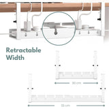 GOMINIMO Retractable Cable Management Tray- No Drilling Type (White) GO-CMT-103-KX