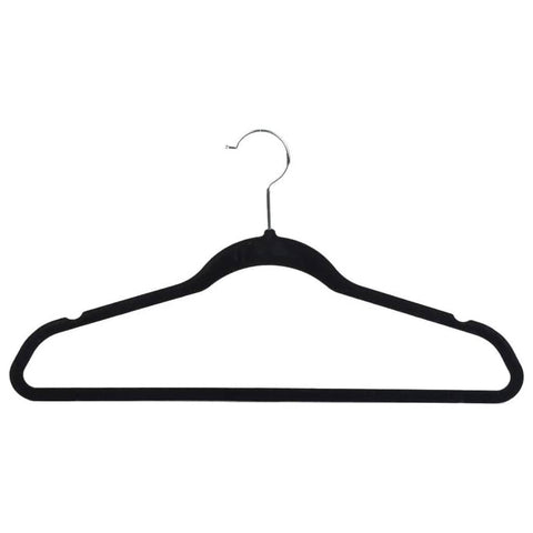 GOMINIMO 30 Pack of Non-Slip Velvet Suit Hangers with Tie Organisers (Black) GO-VH-100-SH