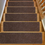 GOMINIMO Set of 15 Non Slip Carpet Stair Tread 20.3 x76cm (Brown) GO-CST-101-LD