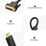 10221 UGREEN Displayport to DVI (24+1) M/M 2M Black