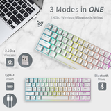 Royal Kludge RK61 Tri Mode RGB Hot Swappable Mechanical Keyboard White (Brown Switch)