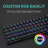 Royal Kludge RK61 Wired Dual Mode Hot Swappable Mechanical Keyboard Black (Blue Switch)