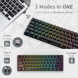 Royal Kludge RK61 Tri Mode RGB Hot Swappable Mechanical Keyboard Black (Red Switch)