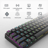 Royal Kludge RK61 Tri Mode RGB Hot Swappable Mechanical Keyboard Black (Red Switch)