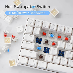 Royal Kludge RK100 Tri Mode Bluetooth RGB Hot Swappable Mechanical Keyboard White (Blue Switch)