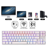 Royal Kludge RK871 (RK68 PLUS) Wired Tri Mode Bluetooth RGB Hot Swappable Mechanical Keyboard White (Red Switch)