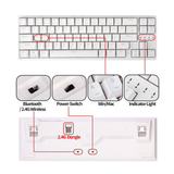 Royal Kludge RK871 (RK68 PLUS) Wired Tri Mode Bluetooth RGB Hot Swappable Mechanical Keyboard White (Brown Switch)