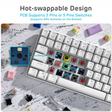 Royal Kludge RK96 Wired Tri Mode Bluetooth RGB Hot Swappable Mechanical Keyboard White (Red Switch)