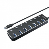 Simplecom CH375PS Aluminium 7 Port USB 3.0 Hub w/Individual Switches & Power Adapter