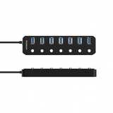 Simplecom CH375PS Aluminium 7 Port USB 3.0 Hub w/Individual Switches & Power Adapter