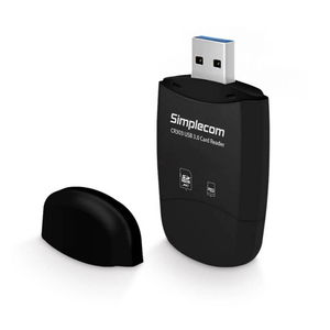 Simplecom CR303 2 Slot SuperSpeed USB 3.0 Card Reader with Dual Caps - White CR303-WH