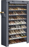 SONGMICS 10-Tier Shoe Rack Storage Cabinet with Dustproof Cover Gray RXJ36G01