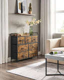 SONGMICS Dresser for Bedroom Chest of Drawers Rustic Brown and Black LTS137B01