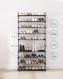 SONGMICS 10 Tier Metal Shoe Rack for 50 Pairs of Shoes Black LSA10BKV1