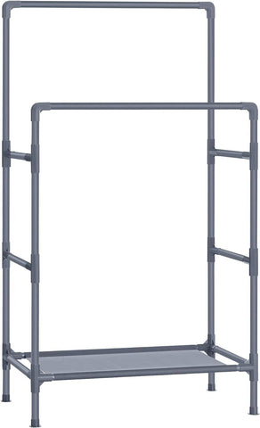 SONGMICS Metal Clothes Rack with 2 Rails Grey RDR001G02