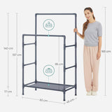 SONGMICS Metal Clothes Rack with 2 Rails Grey RDR001G02