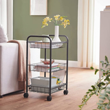 SONGMICS 3-Tier Metal Rolling Cart on Wheels with Removable Shelves Black BSC03BK