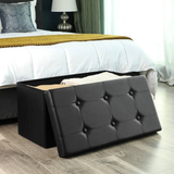 SONGMICS 76cm Folding Storage Ottoman Bench Footrest Black