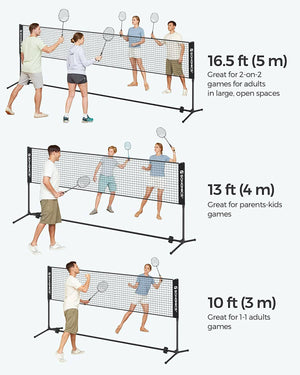 SONGMICS 3m Portable Tennis Badminton Net Black