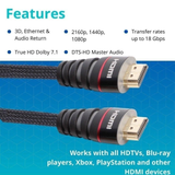 VCOM 3m Nylon Braided HDMI to HDMI 2.0 Cable CG526-B-3.0