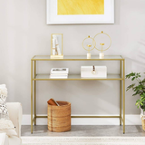 VASAGLE Console Table with Tempered Glass Gold Colour LGT025A01