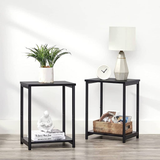 VASAGLE Side Table Set of 2 Charcoal Gray and Black with Storage Shelf LET272B16