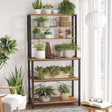 VASAGLE 6 Tier Storage Shelves with 6 Hooks Rustic Brown and Black KKS019B01