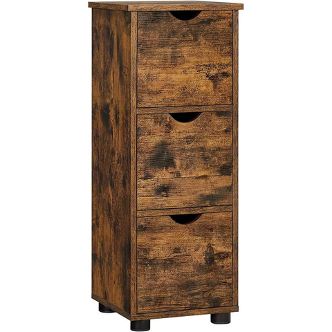 VASAGLE Bathroom Floor Cabinet 3 Drawers Rustic Brown BBK150X01