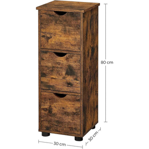 VASAGLE Bathroom Floor Cabinet 3 Drawers Rustic Brown BBK150X01