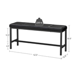 VASAGLE Dining Table Bench with PU Leather Padded Seat Steel Frame Black