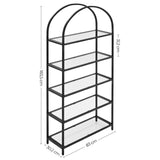 VASAGLE Bookshelf 5 Tier Tempered Glass with Metal Frame Black