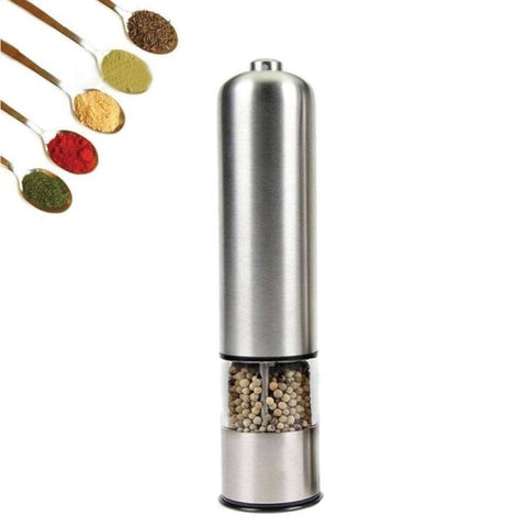 Electric Salt or Pepper Grinder Stainless Steel Shakers Mill Battery Operated Light