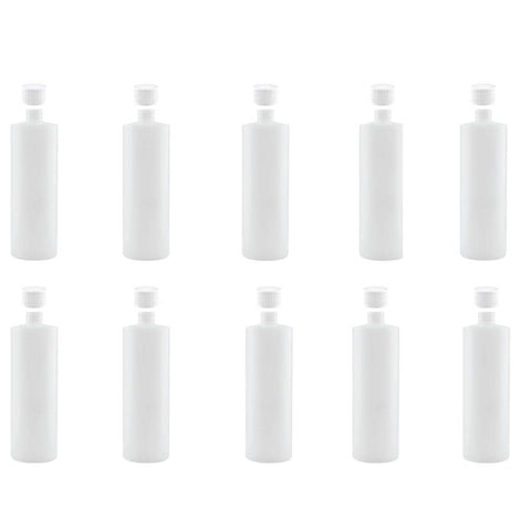 10x 500ml Clear HDPE Round Bottle + 28/410 Caps - Empty Plastic Food Storage