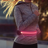 LED Light Reflective Running Waist Belt USB Rechargeable Adjustable Waterproof