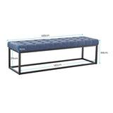 Sarantino Cameron Button-tufted Upholstered Bench With Metal Legs - Blue Linen