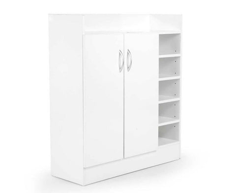 Sarantino New 21 Pairs Shoe Cabinet Rack Storage Organiser Shelf 2 Doors Cupboard White