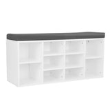 Sarantino Shoe Rack Cabinet Organiser Grey Cushion Sttol Bench Ottoman - 104 X 30 X 45 - White