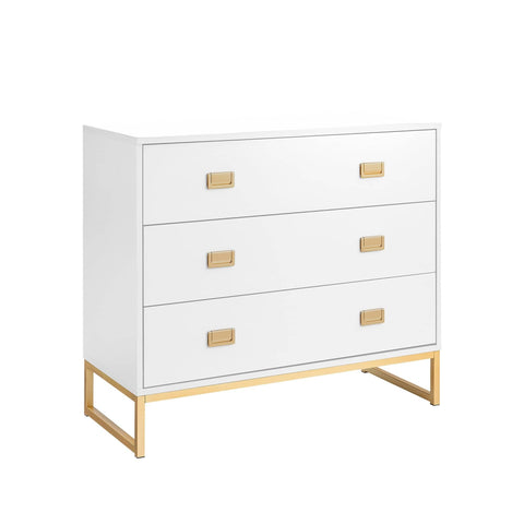 Sarantino Amara Chest Of Drawers Tallboy Dresser - White/gold