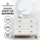 Sarantino Amara Chest Of Drawers Tallboy Dresser - White/gold