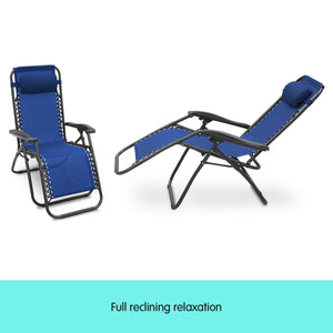 Wallaroo Zero Gravity Reclining Deck Lounge Sun Beach Chair Outdoor Folding Camping - Grey